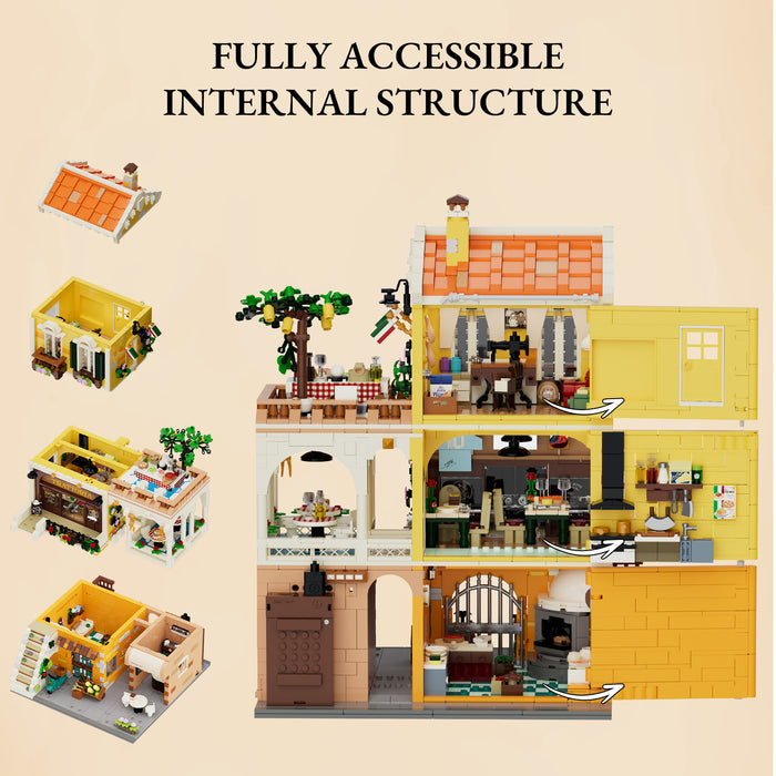Lumibricks 15010 L9119 Italian Homestyle Restaurant Town Life 2868Pcs LED Brick