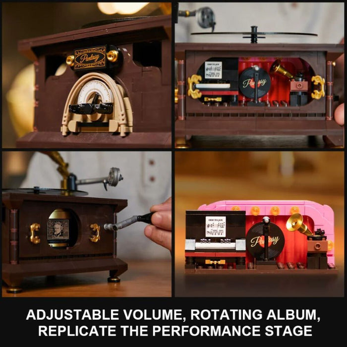 Pantasy Joyside Series Retro Phonograph Toy Assembly Model Kit (646 Piece Kit) 85009