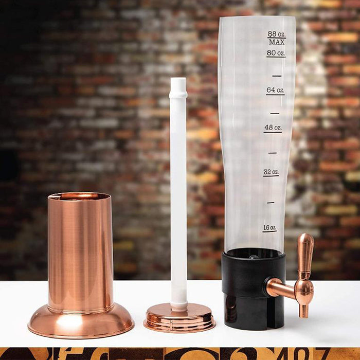 Refinery Beer Tower 2.6L With Tap Ice Drink Dispenser Beverage Bar Tube Copper NEW MODEL