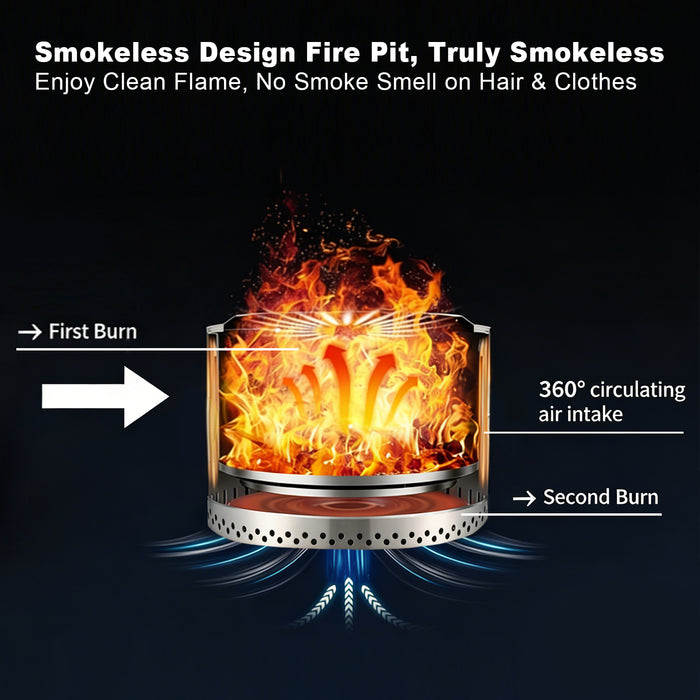 Smokeless Fire Pit Wood Burning Fireplaces 15inch With Removable Ash Pan