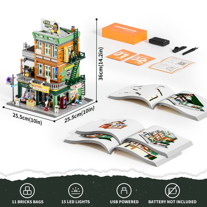 Lumibricks Record Store 19003 F9058 Street Fusion Series 1980PCS LED Blocks