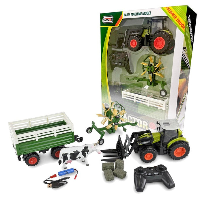 Electronic Remote Control Tractor 2.4Ghz RC Fork Loade Gyro Rake Trailer