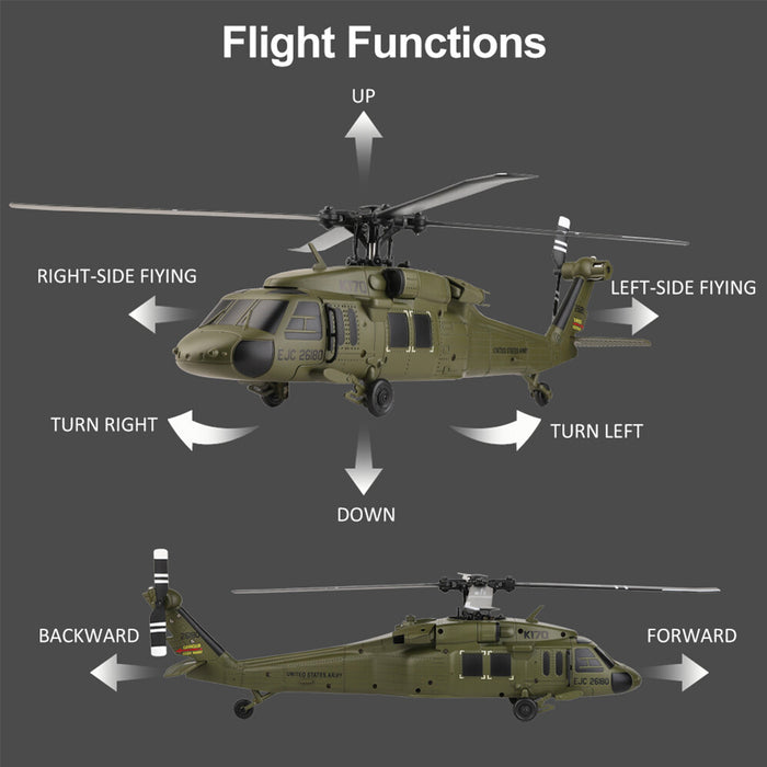 6-Axis 4CH Brushless Wltoys K170 RC Helicopter UH-60L Black Hawk Remote Control