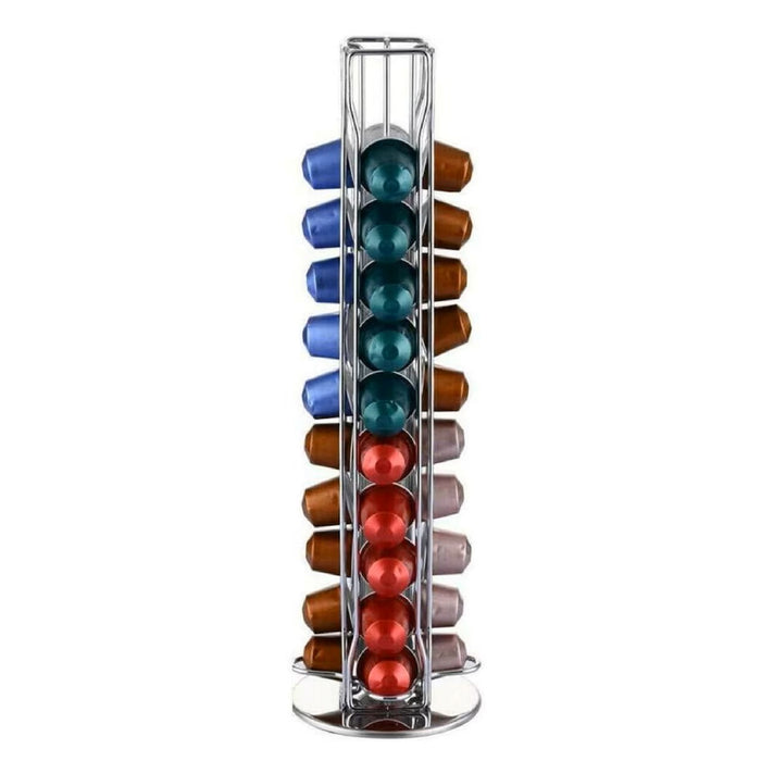 40 Pots Coffee Capsules Holder Storage Chrome Rack Stand Dispenser