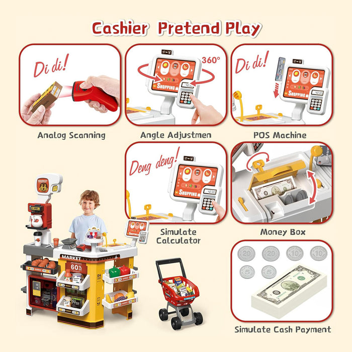 Supermarket Shopping Toy Set With lights Smoke & Sounds Pretend Play Grocery