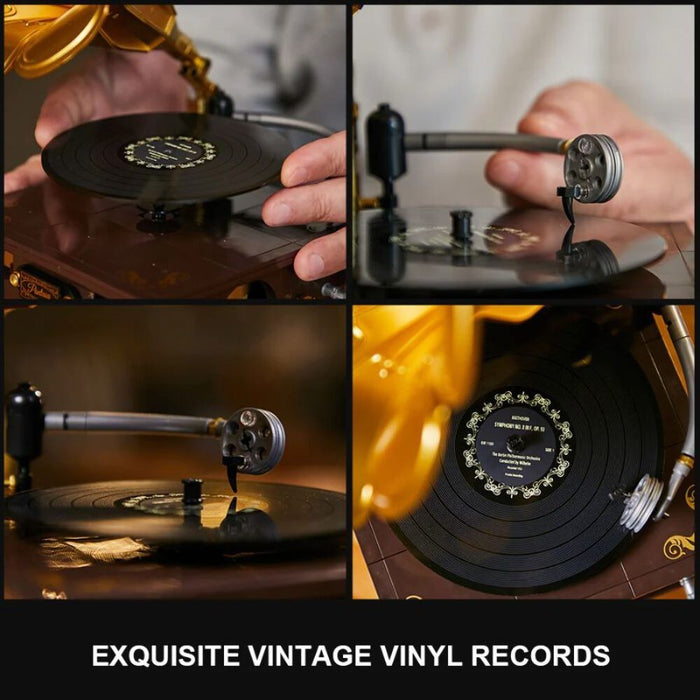 Pantasy Joyside Series Retro Phonograph Toy Assembly Model Kit (646 Piece Kit) 85009