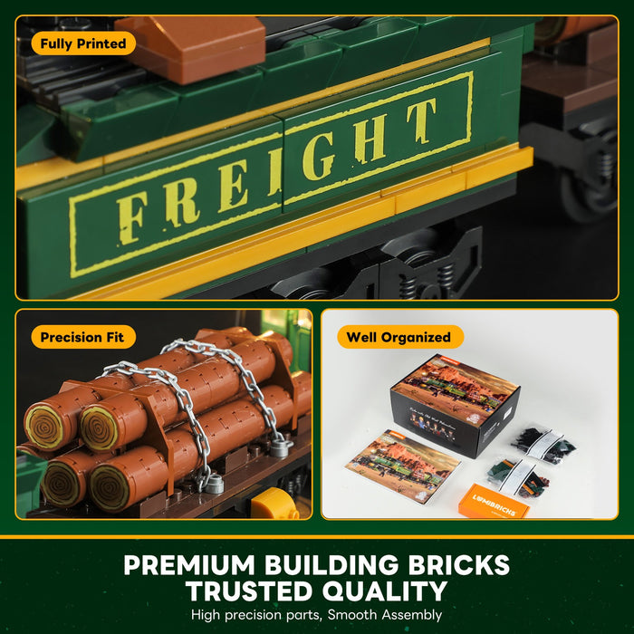 Lumibricks F9036 14003 Wild West Freight Train 1524Pcs LED Brick Train Set