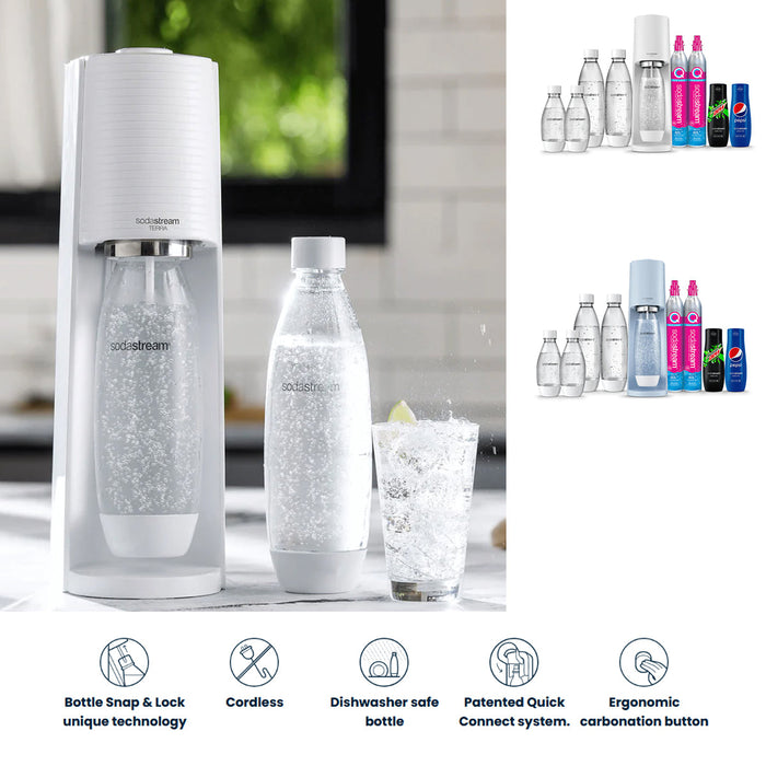 SodaStream Terra Sparkling Water Maker Quick Connect Co2 Technology Family Pack