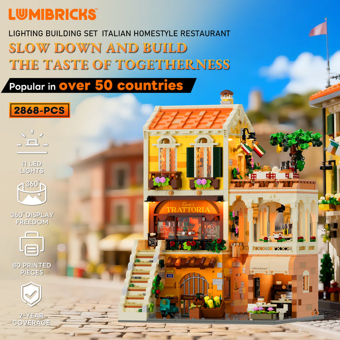 Lumibricks 15010 L9119 Italian Homestyle Restaurant Town Life 2868Pcs LED Brick