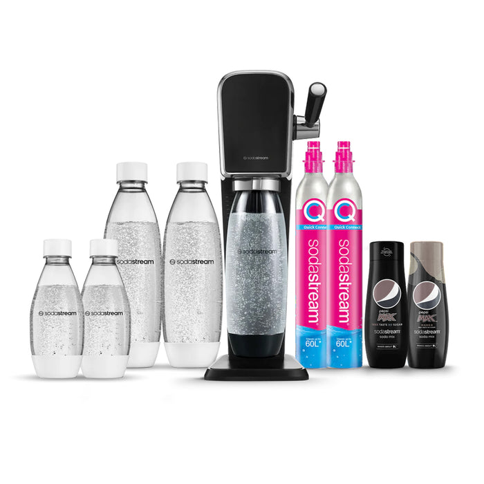 The NEW SodaStream ART Sparkling Water Maker Family Pack 2xCO2 cylinder 5xCarbonating Bottles