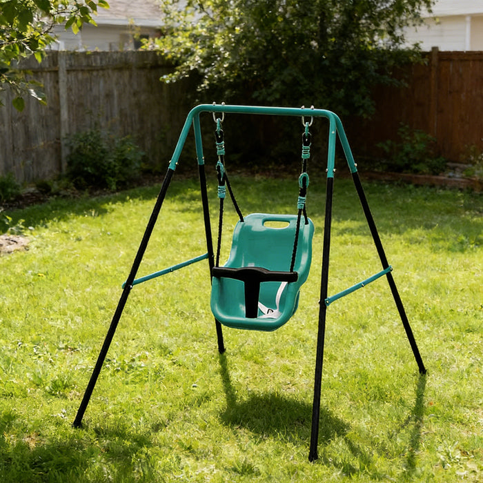 Baby Swing Set Adjustable Height Steel & Plastic & PVC 6-36M Green