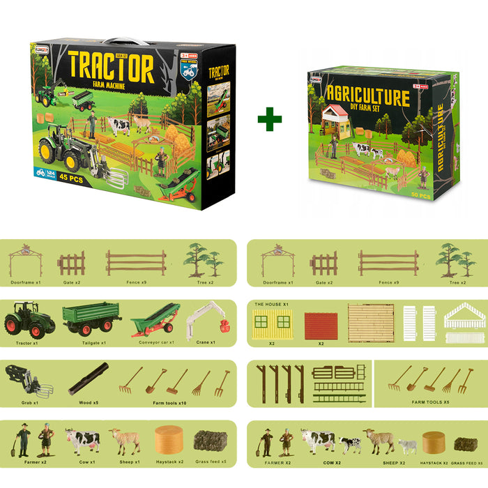 DIY Farm Pullback Car Tractor Toy Set Animals & accessories Playset