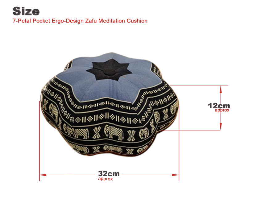 32x12 cm 7-Petal Pocket Ergo-Design Zafu Meditation Cushion 100% Organic Kapok Fiber