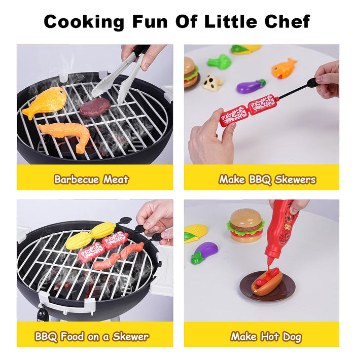 32Pcs BBQ Play Set Kids Kitchen Interactive Grill Cooking Toy Set for Toddlers