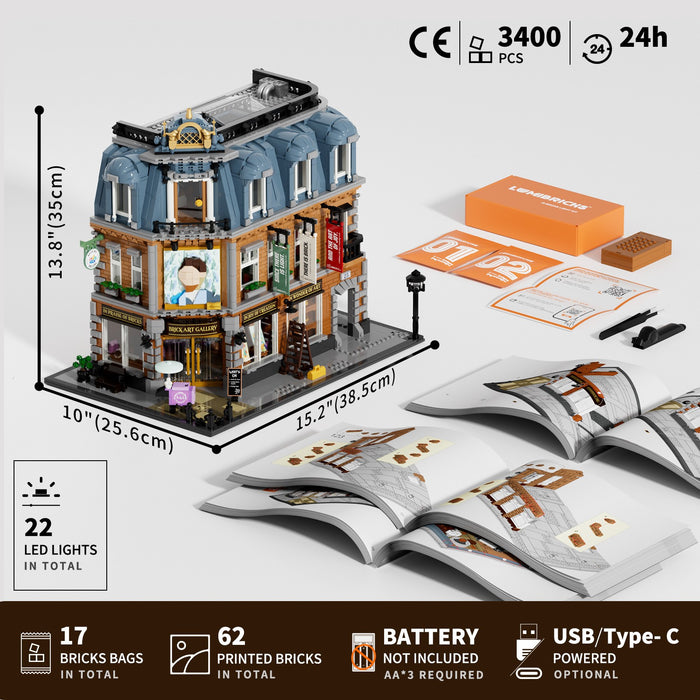 Lumibricks 15007 L9085 Brick Art Gallery Town Life 3400Pcs LED Brick Set