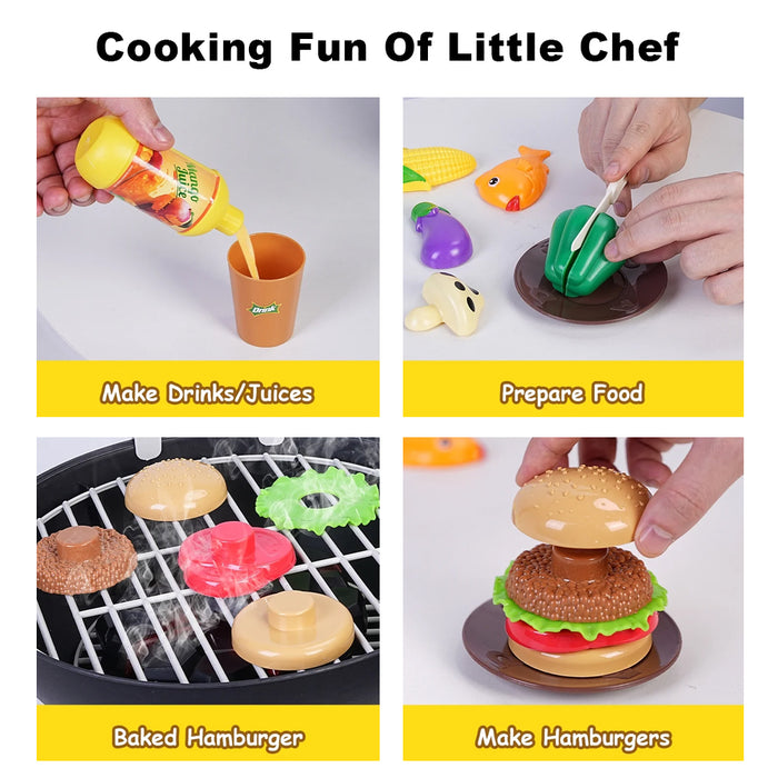 32Pcs BBQ Play Set Kids Kitchen Interactive Grill Cooking Toy Set for Toddlers