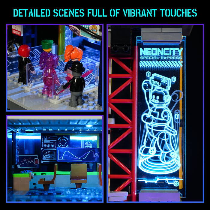 Lumibricks L9098 17006 Cyberpunk Floating Train Station 2760 Pcs LED Bricks Set