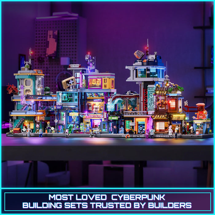 Lumibricks F9042 Cyberpunk Neoncity Apartment Building Blocks 2507PCS With LED