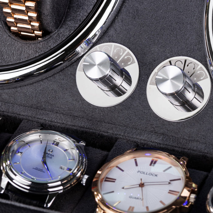 4+6 Slots Automatic Watch Winder PU Watch Case Rotating Display Box 2Color