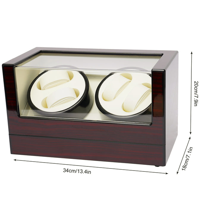 Watch Winders Automatic Rotation 4 Grids Wooden Storage Case Display Box