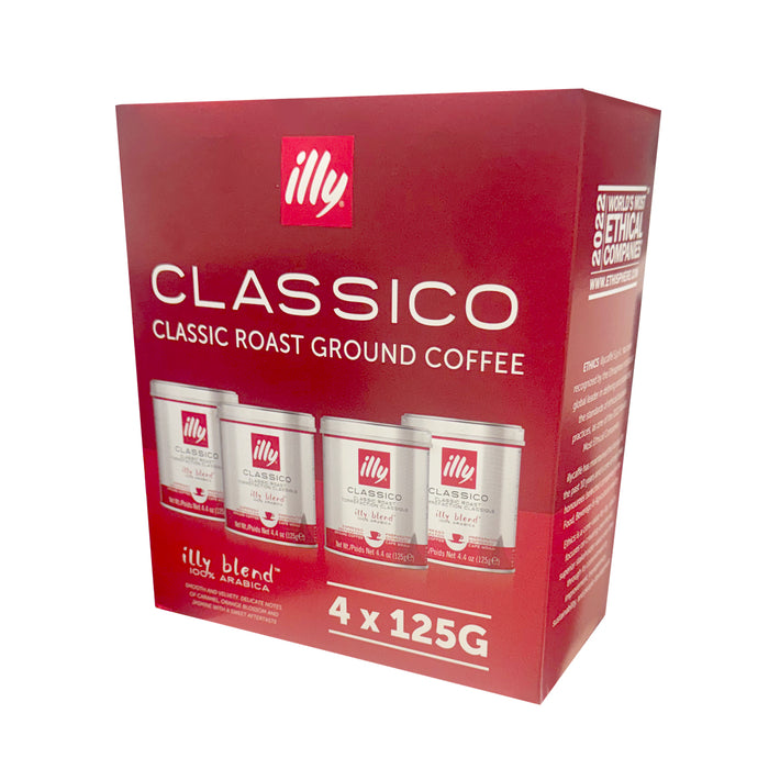 Illy Blend Ground Coffee Classic Roast Espresso 4X125g Medium 100% Arabica