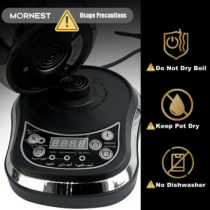 Electric Arabic Coffee Maker 12Pcs Set 600ml StainlessSteel Digital Display