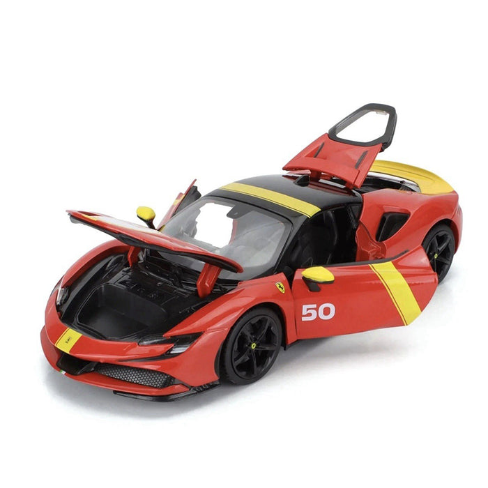 Maisto 1:18 Metallic Diecast Plastic SF90 Stradale Assetto Fiorano Red Yellow Car