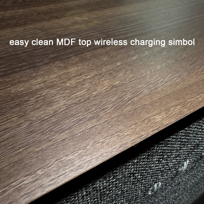 Bedside Table Built In Bluetooth Speaker With Wireless Charger & Storage Drawer