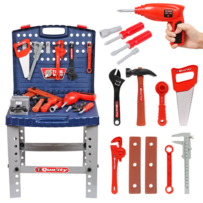 Tool Box Work Bench With Battery Operated Drill Set kids Pretend Play Toys 55pcs Trade Me