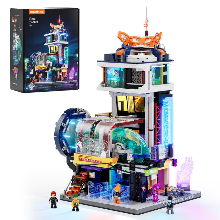 Lumibricks L9098 17006 Cyberpunk Floating Train Station 2760 Pcs LED Bricks Set