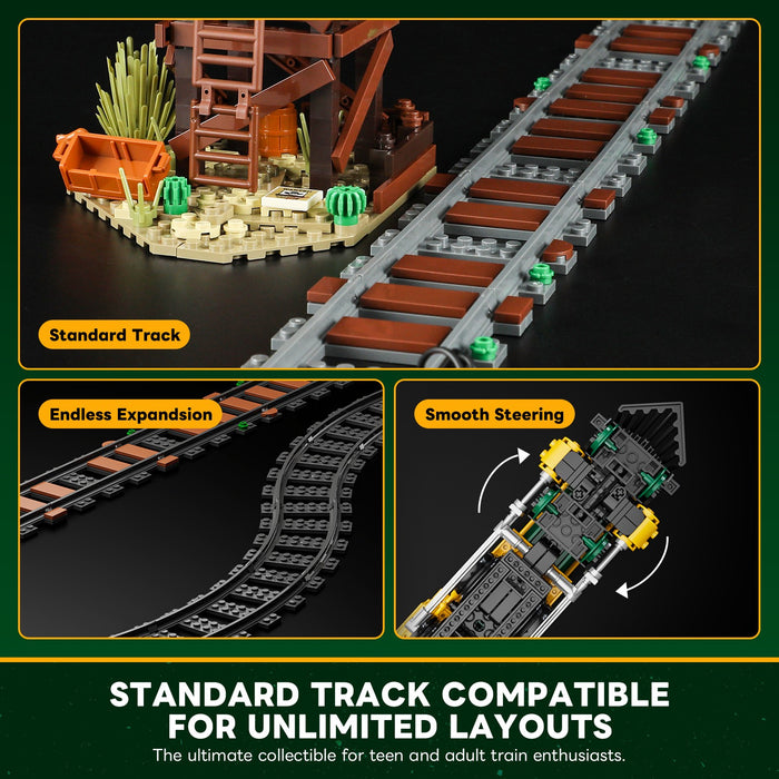 Lumibricks F9036 14003 Wild West Freight Train 1524Pcs LED Brick Train Set