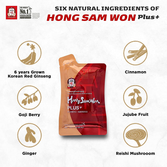 Korean Red Ginseng 50ml Hong Sam Won Plus Pouches 10/20/30 Pouches Premium Drink AUSTOCK