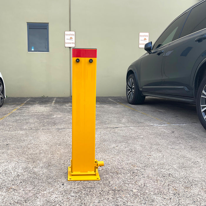 80cm Rectangle Fold Down Car Parking Bollard Lock Heavy Duty Safety Barrier 2 Keys