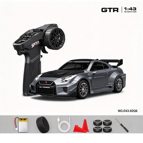 HStar 1/43 RC Remote Control Drift Car 4WD Gyro Alloy LED Model Toy RTR 911/GTR