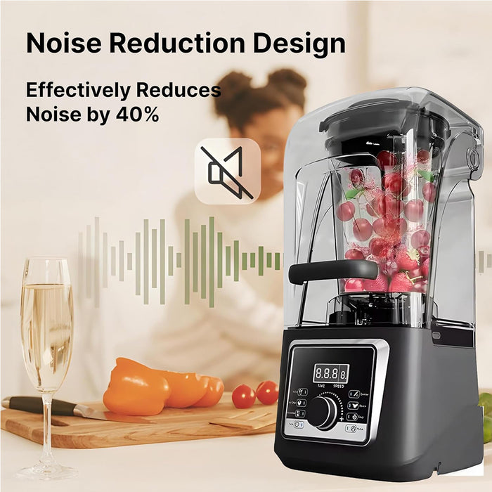 Commercial Blender Soundproof Shield 4L High-Speed Smoothie Blender Timer