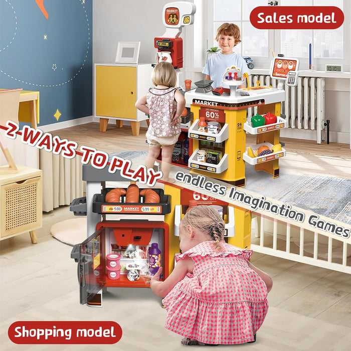 Supermarket Shopping Toy Set With lights Smoke & Sounds Pretend Play Grocery