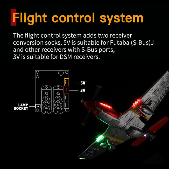 XK A280 P-51 MUSTANG 2.4GHz 4ch Brushless 560mm RTF RC Plane Remote Control