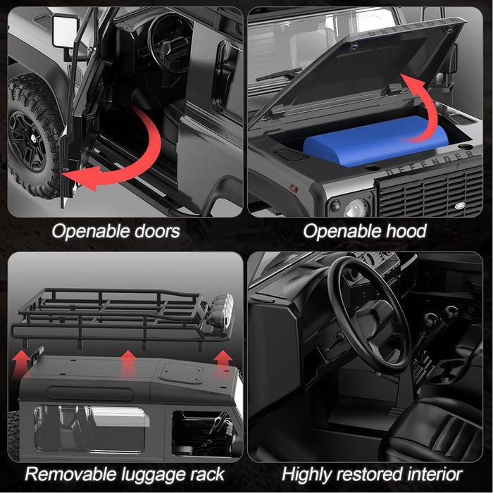Land Rover Defender 90 RC Crawler 1/14 Scale Remote Control Grey Double Eagle
