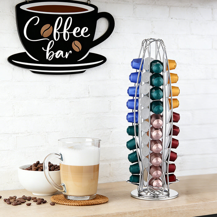 40 Pots Coffee Capsules Holder Rack Chrome Storage Olive-shaped Stand Dispenser