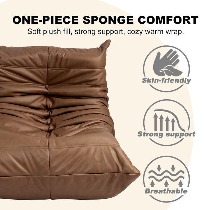 Lazy Sofa Floor Couch Leisure Lounge Foam Pouffe Recliner Soft Vegan Leather