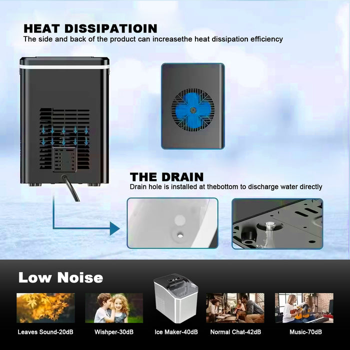 Portable Ice Maker Machine Countertop - Self Cleaning, 9 Ice Cubes in 6 Minutes, 26 lbs/Day for Home Kitchen, Office, Camping &amp; RV - Compact with LED Display &amp; Auto Shutoff