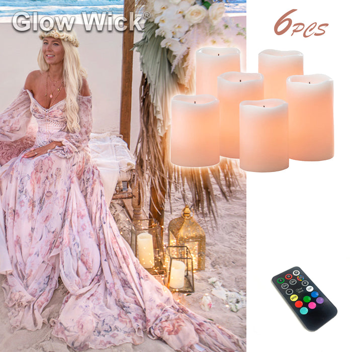 Glow Wick Colour Changing LED Candles 6Pcs 8 Colors With Remote Control 6Pcs Wax AUSTOCK