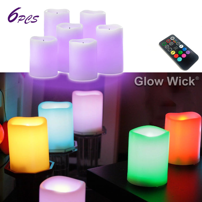 Glow Wick Colour Changing LED Candles 6Pcs 8 Colors With Remote Control 6Pcs Wax AUSTOCK