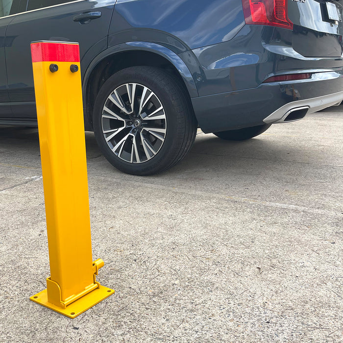 80cm Rectangle Fold Down Car Parking Bollard Lock Heavy Duty Safety Barrier 2 Keys