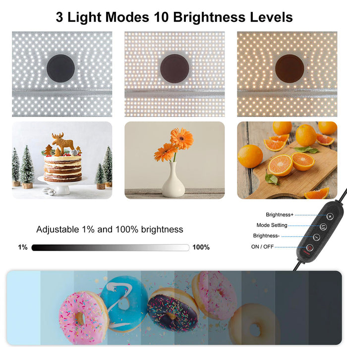 24"x16"x20" Professional Photo Light Box Studio Tent Photography Kit, Dimmable 762 LED Lights (3 Color Temperatures) & 4 PVC Backdrops for Toys/Jewelry/Watches/Cosmetics
