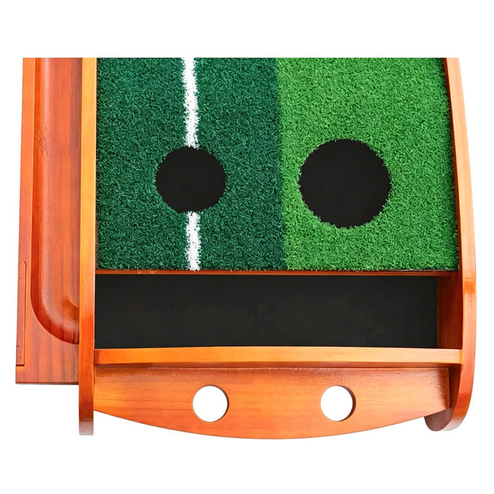 Golden Select Wood Frame Golf Putting Mat & Ball Return Set Portable