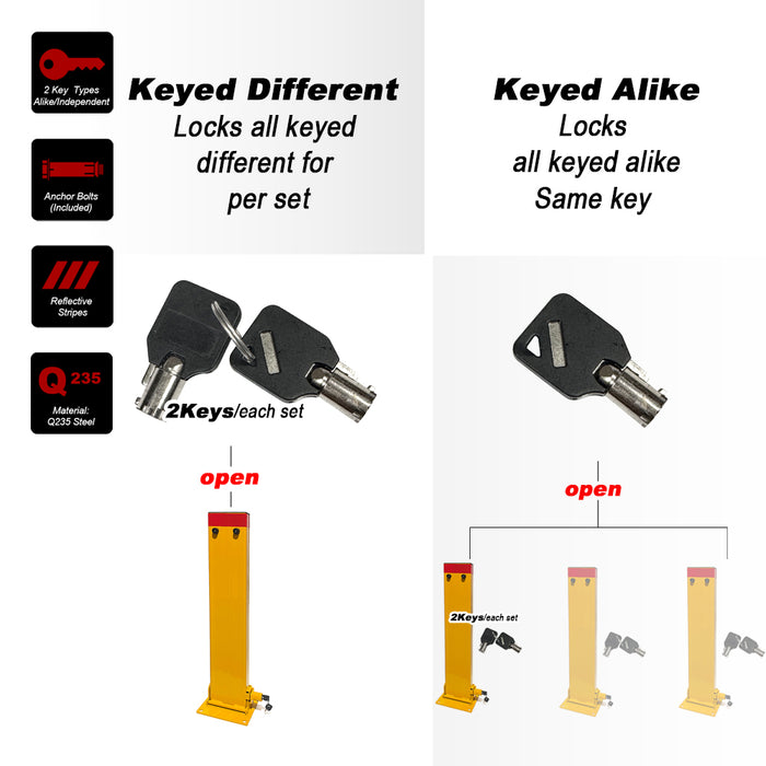 Parkero 2Key Teyp Bollard Rectangle Fold Down Car Parking Lock 80cm Safety Barrier 2Key Trade Me