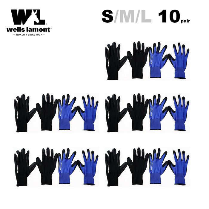 Wells lamont Foam Latex Dipped Work Gloves  Water Repellent 10 Pairs S/M/L AU