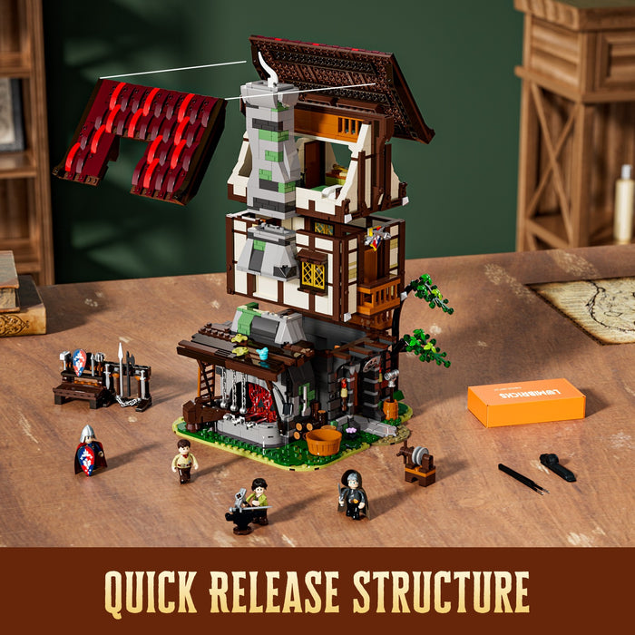 Lumibricks 12006 F9040 Medieval Forge House Middle Age 1595Pcs LED Brick