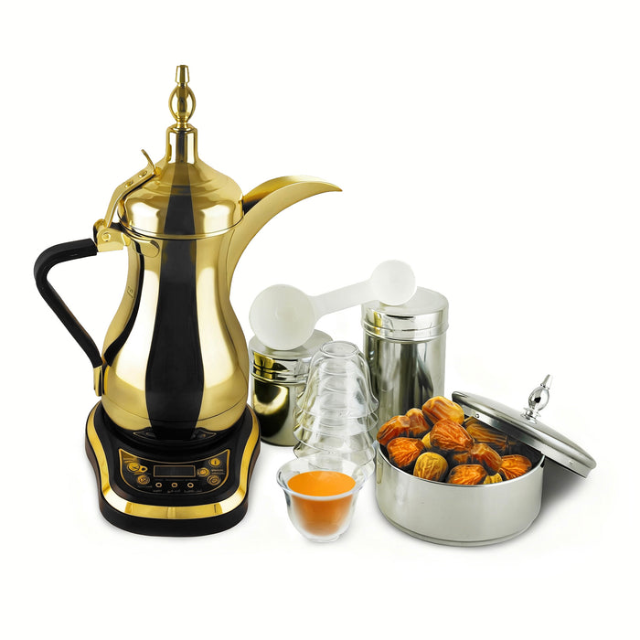 Electric Arabic Coffee Maker 12Pcs Set 600ml StainlessSteel Digital Display